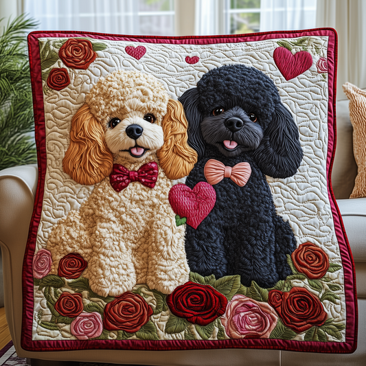 Valentine Poodle Love Quilted Blanket GFTOHD2263