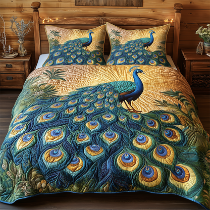 Elegance Peacock 3-Piece Quilted Bedding Set GFTOHD2455