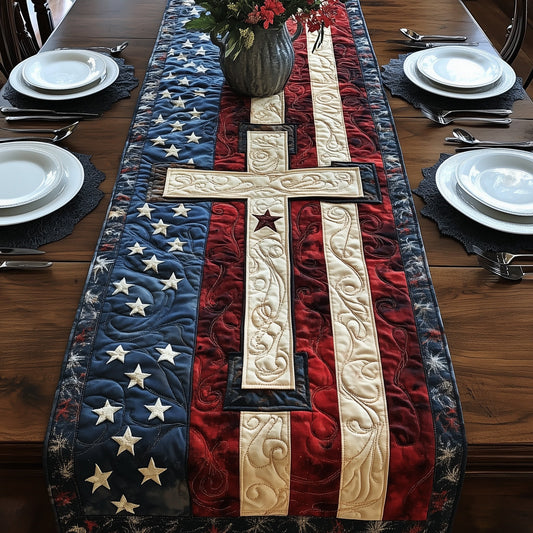 Cross of Liberty Quilted Table Runner GFTOHD3133