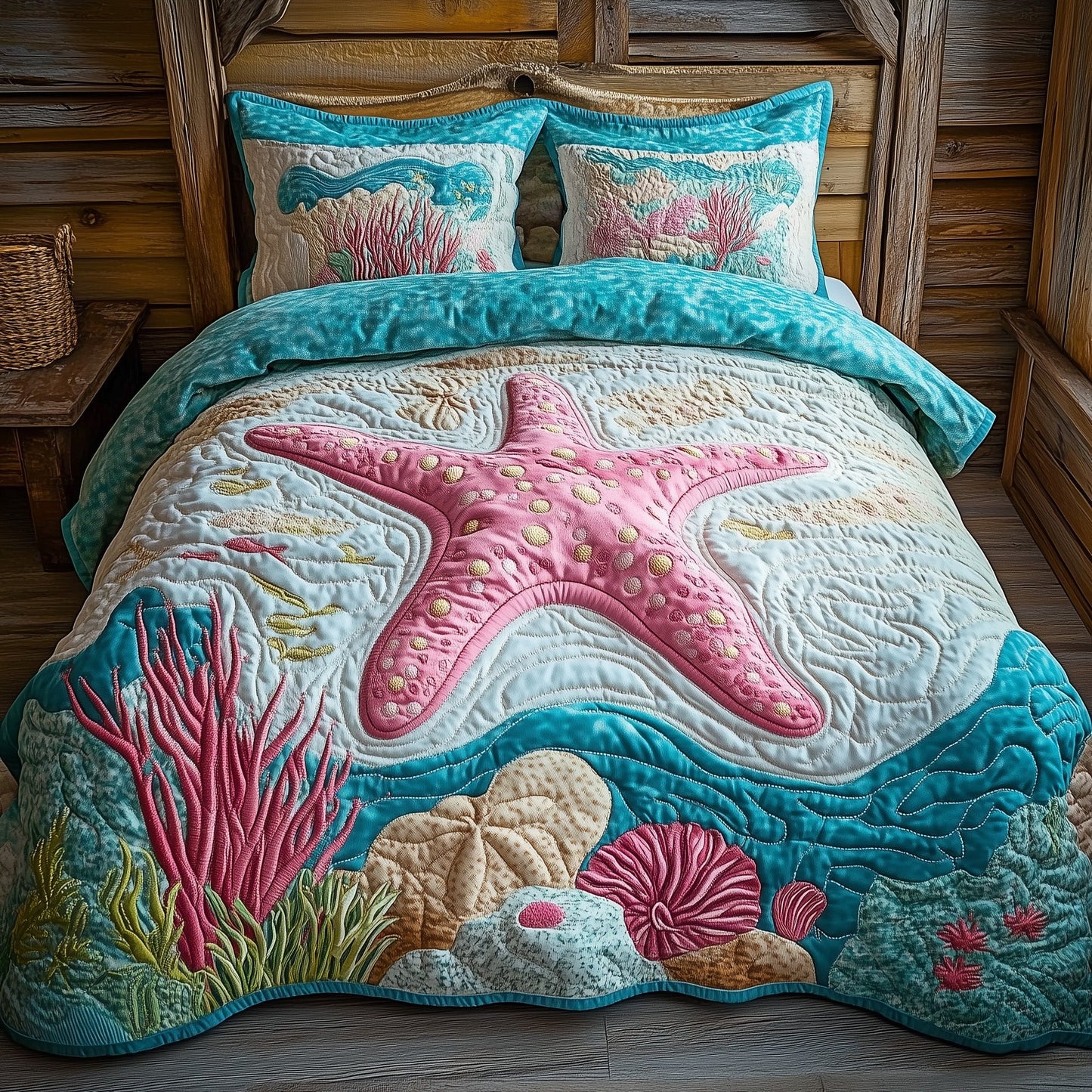Ocean Jewel Star 3-Piece Quilted Bedding Set GFTOHD3380