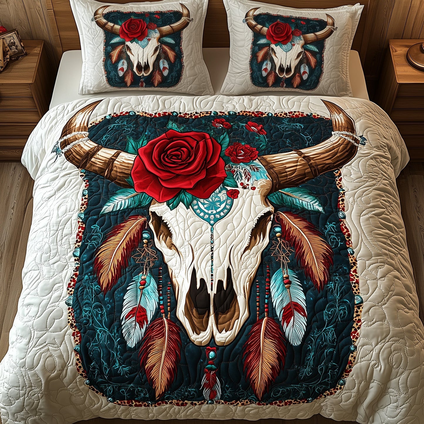 Mystic Native Longhorn 3-Piece Quilted Bedding Set GFTOHD3431