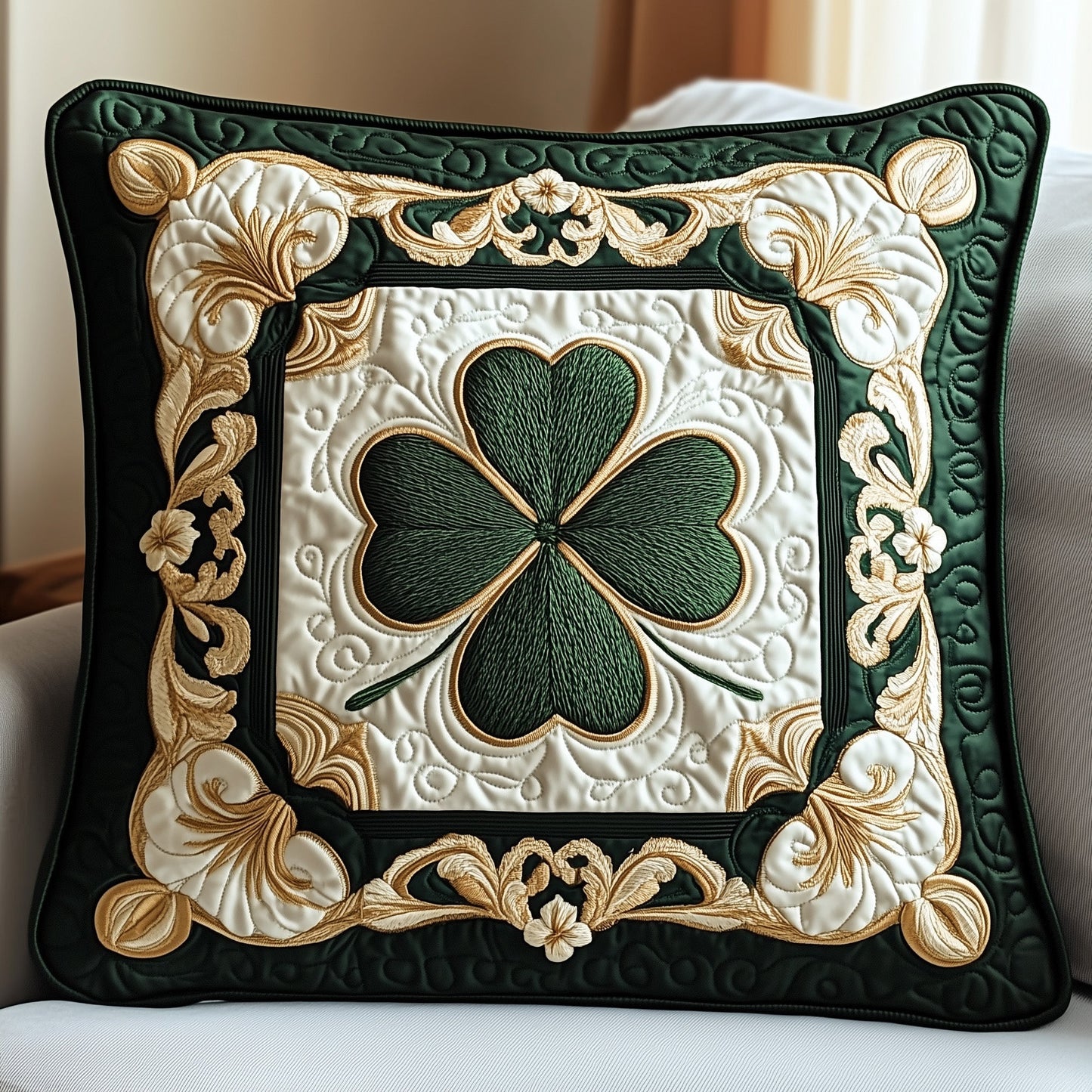 Elegance Celtic Shamrock Quilted Pillow Case GFTOHD3458