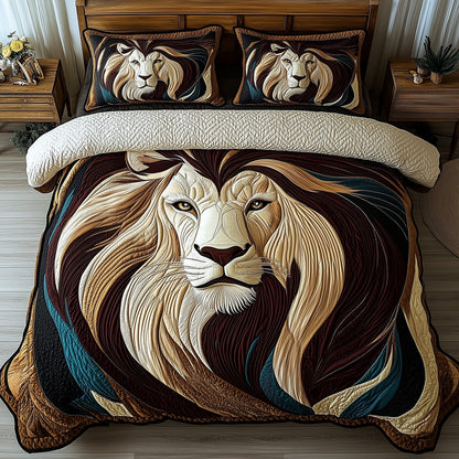 Vintage Majestic Lion 3-Piece Quilted Bedding Set GFTOHD3474