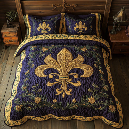 Fleur de lis Carnival 3-Piece Quilted Bedding Set GFTOHD3546
