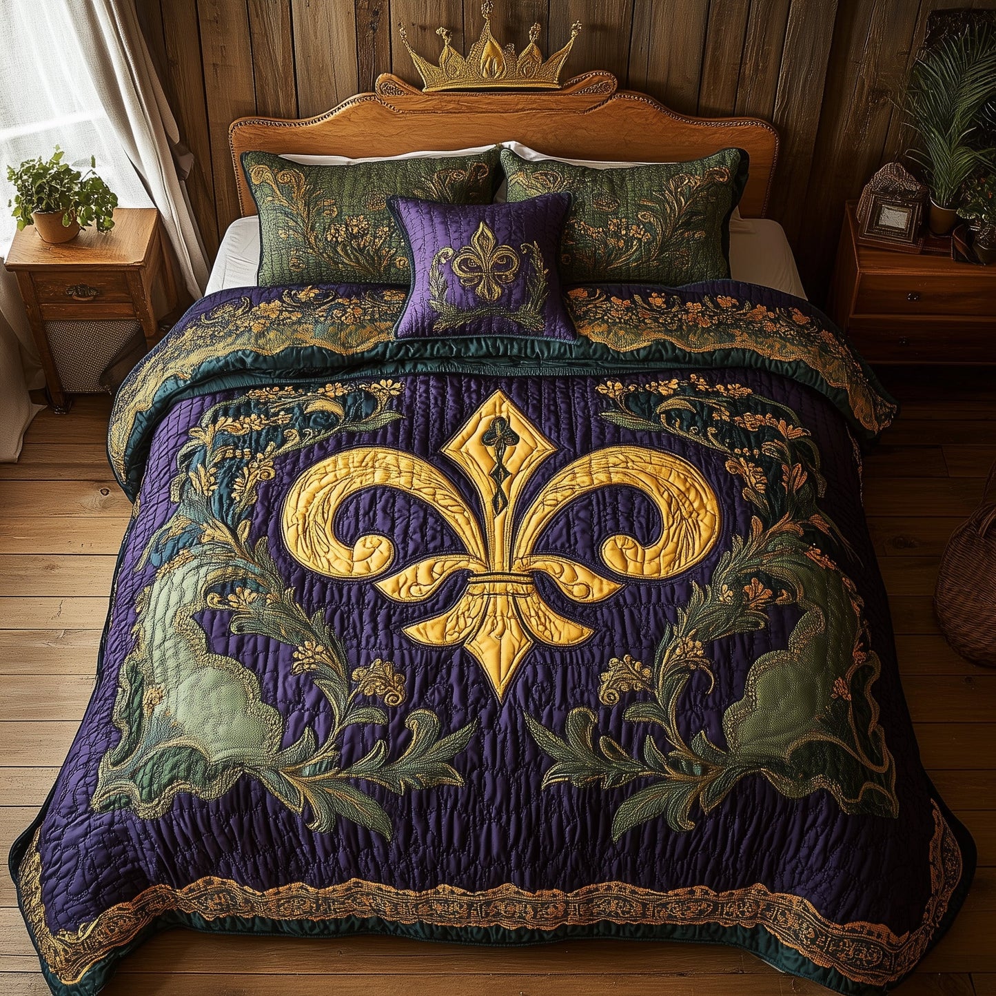 Fleur de lis 3-Piece Quilted Bedding Set GFTOHD3588