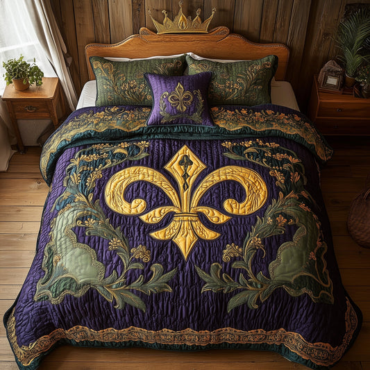 Fleur de lis 3-Piece Quilted Bedding Set GFTOHD3588