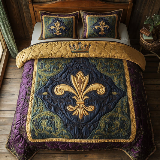 Fleur de lis 3-Piece Quilted Bedding Set GFTOHD3591