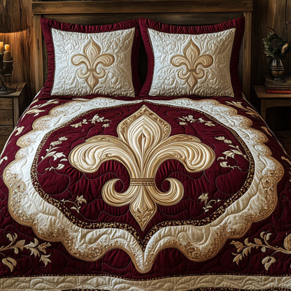 Fleur de lis Carnival 3-Piece Quilted Bedding Set GFTOHD3676