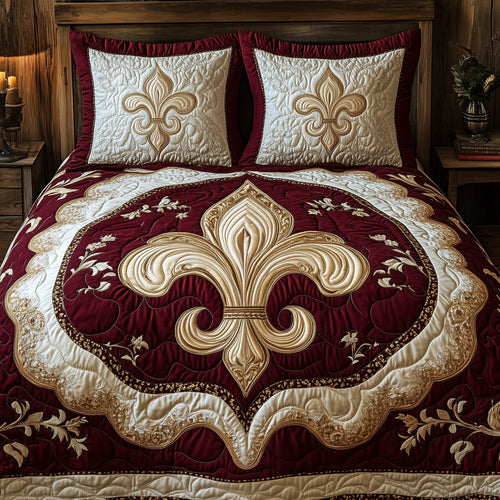 Fleur de lis Carnival 3-Piece Quilted Bedding Set GFTOHD3676