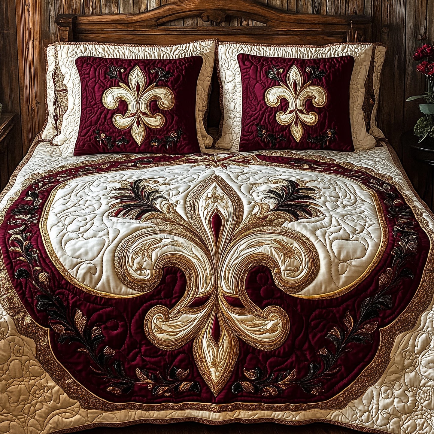 Fleur de lis 3-Piece Quilted Bedding Set GFTOHD3708