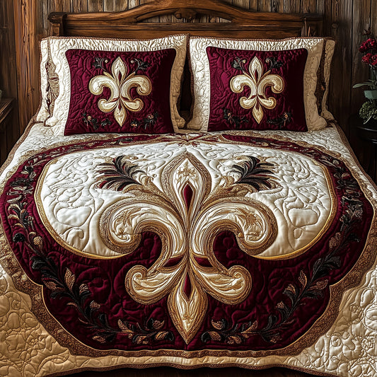 Fleur de lis 3-Piece Quilted Bedding Set GFTOHD3708