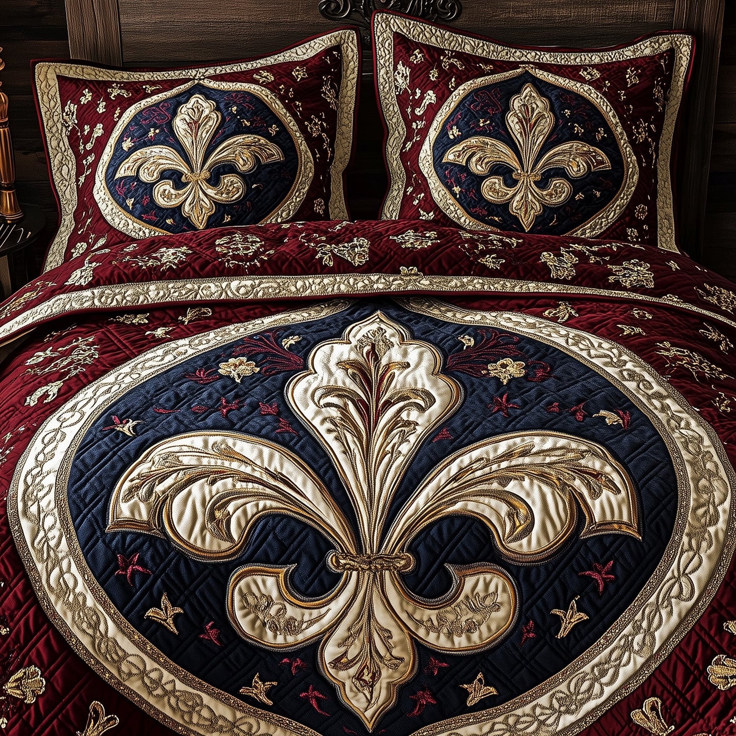 Fleur de lis 3-Piece Quilted Bedding Set GFTOHD3710