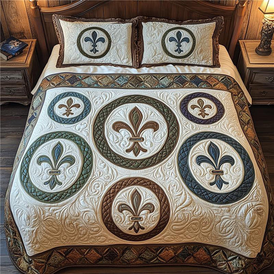 Fleur de lis 3-Piece Quilted Bedding Set GFTOHD3712