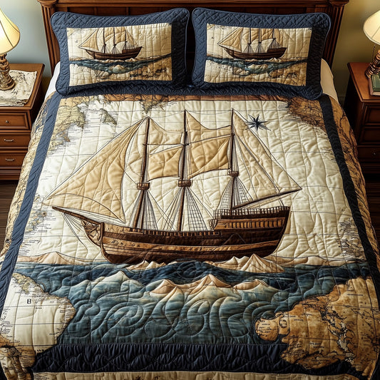 Sailing Through Time 3-Piece Quilted Bedding Set GFTOHD3877