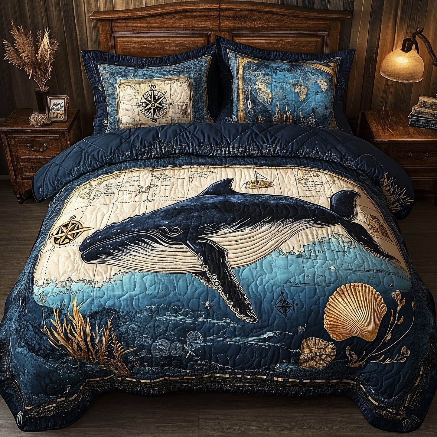 Deep Sea Serenity 3-Piece Quilted Bedding Set GFTOHD3971