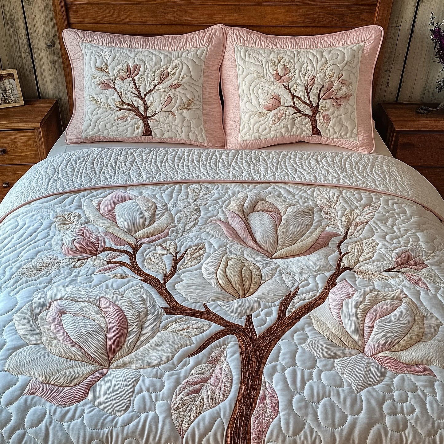 Magnolia Tranquil Charm 3-Piece Quilted Bedding Set GFTOHD4171