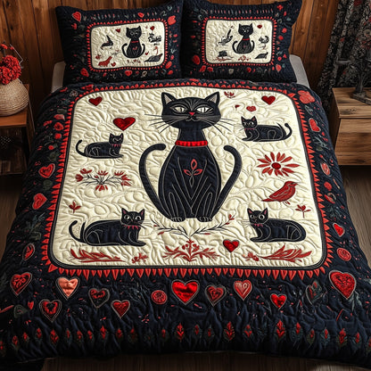 The Enchanted Cats 3-Piece Quilted Bedding Set GFTOHD4205