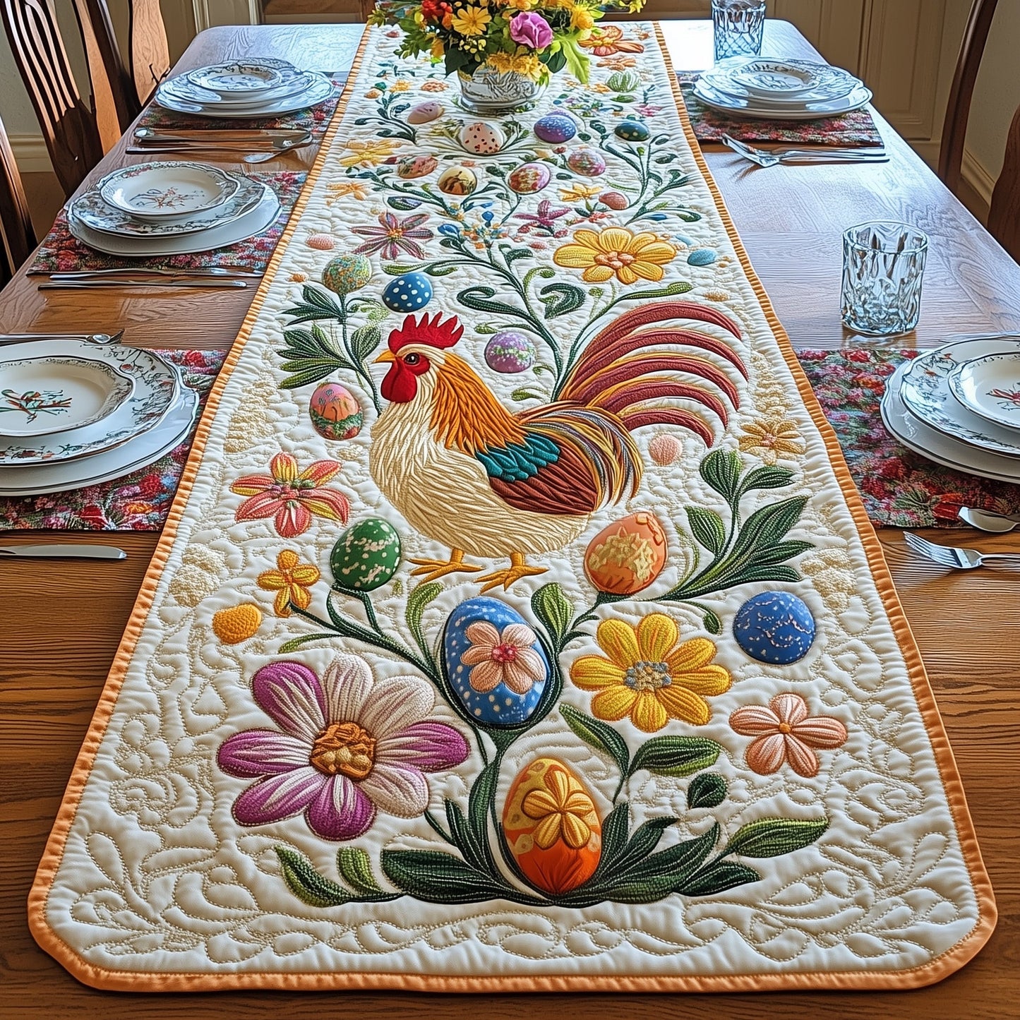 Easter Chicken Quilted Table Runner GFTOHD4469