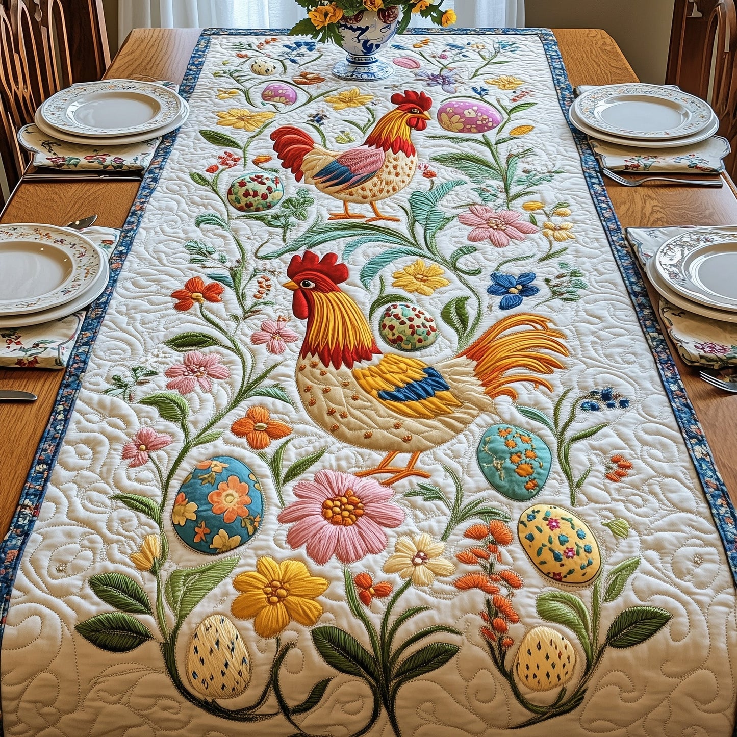 Easter Chicken Quilted Table Runner GFTOHD4470