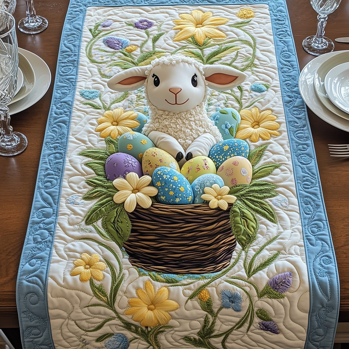 Easter Lamb Quilted Table Runner GFTOHD4589