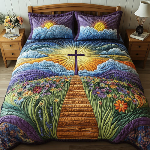 Cross 3-Piece Quilted Bedding Set GFTOHD4616