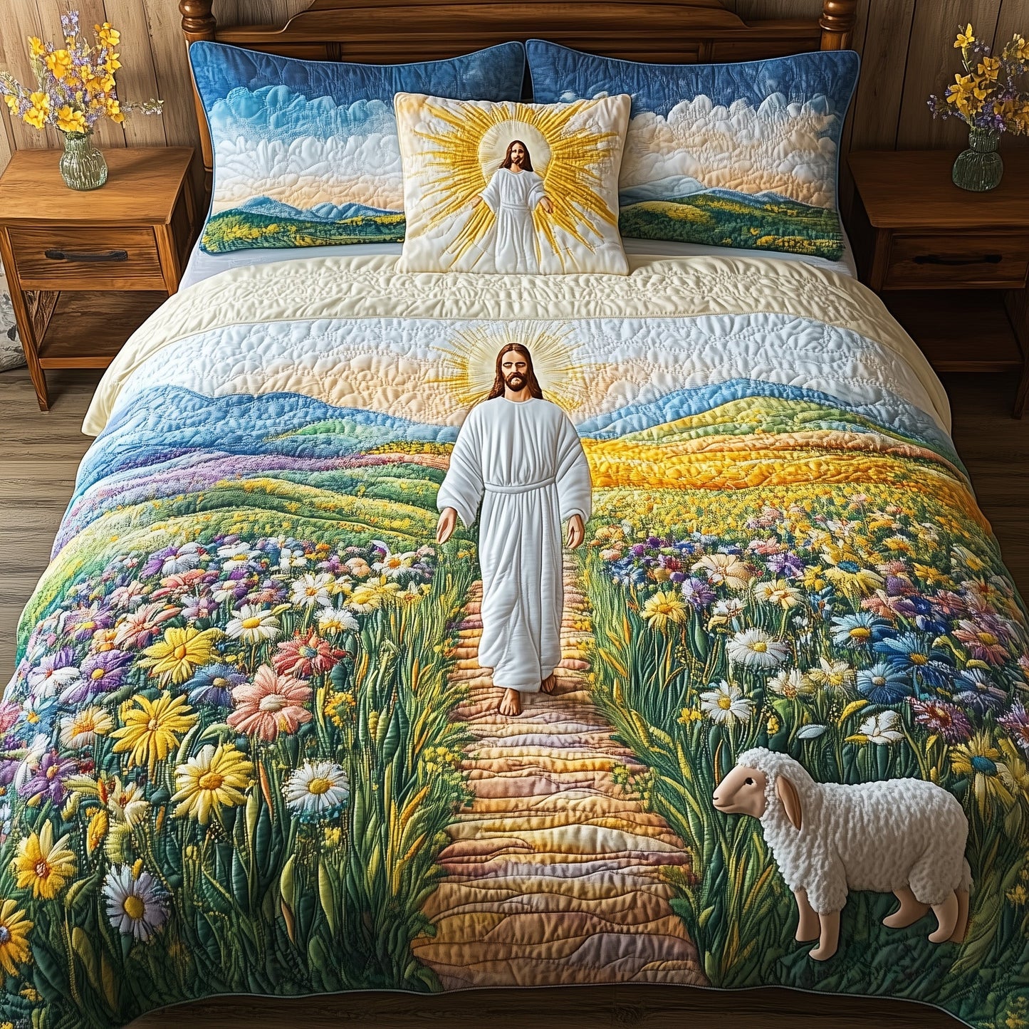 Jesus the Great 3-Piece Quilted Bedding Set GFTOHD4629