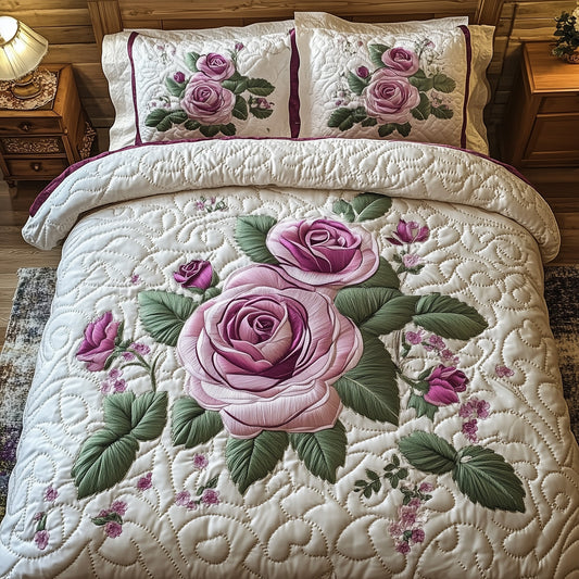 Elegance Rose 3-Piece Quilted Bedding Set GFTOHD4709