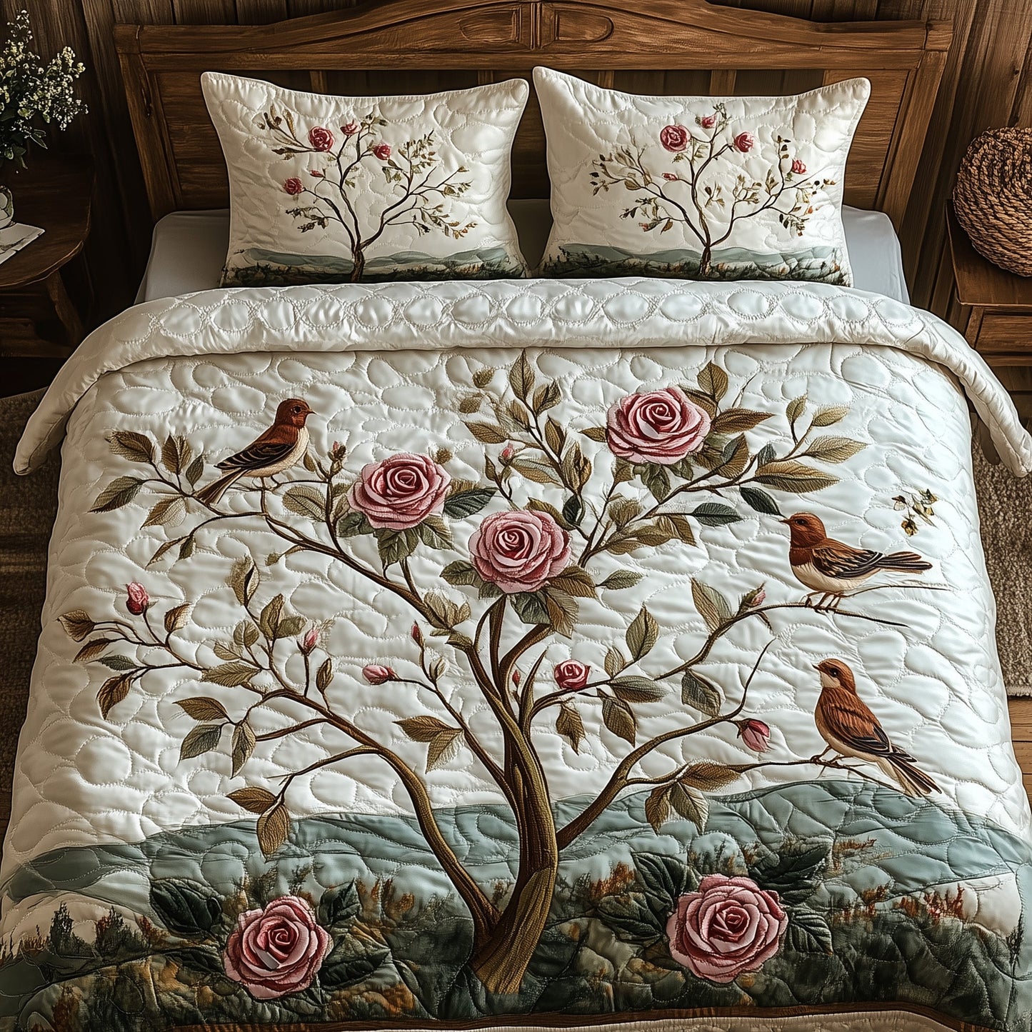 Elegance Rose 3-Piece Quilted Bedding Set GFTOHD4711