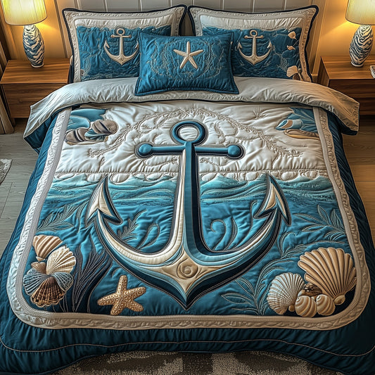 Nautical Anchor 3-Piece Quilted Bedding Set GFTOHD4783