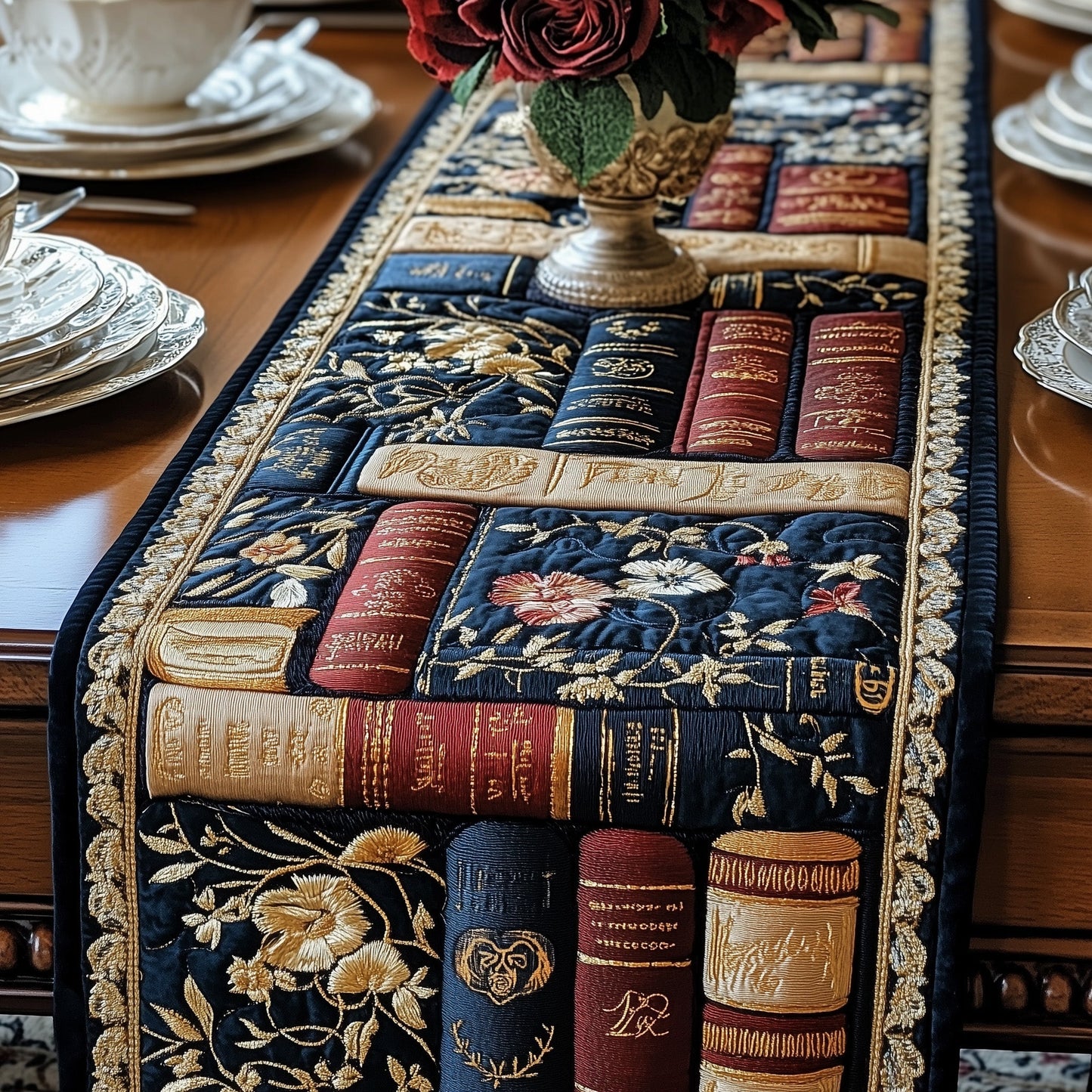 Vintage Books Quilted Table Runner GFTOHD4940
