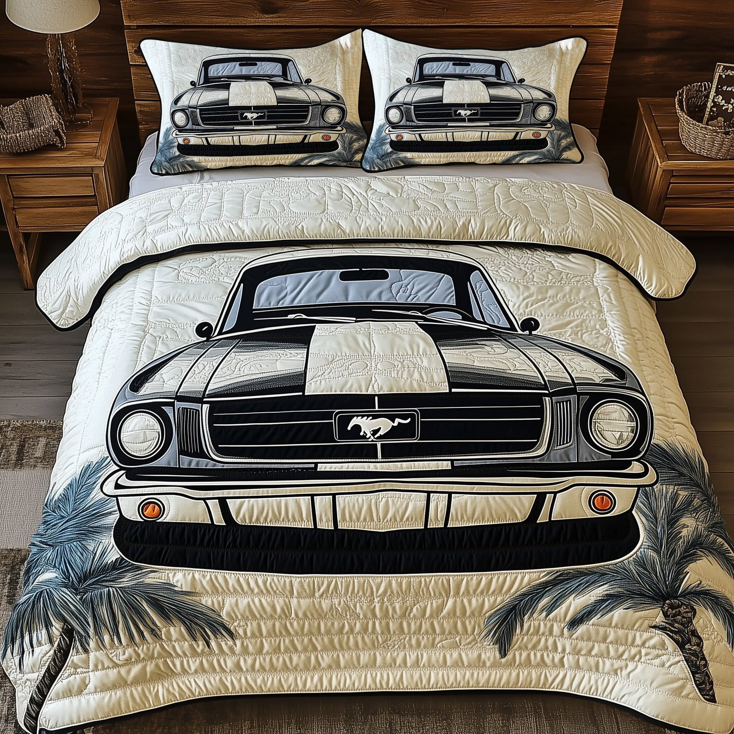 Vintage Mustang 3-Piece Quilted Bedding Set GFTOHD5046
