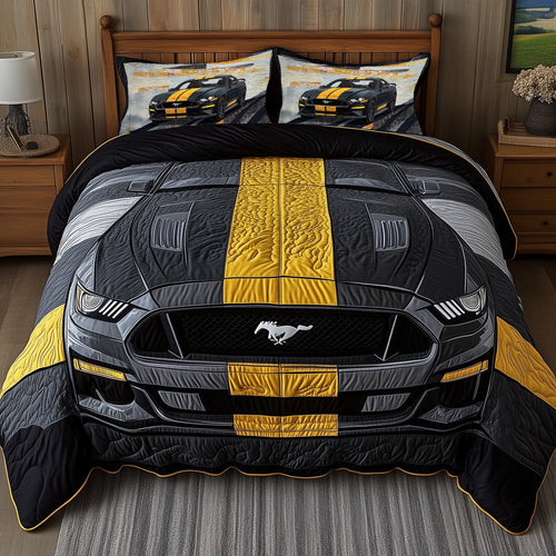 Vintage Mustang 3-Piece Quilted Bedding Set GFTOHD5048