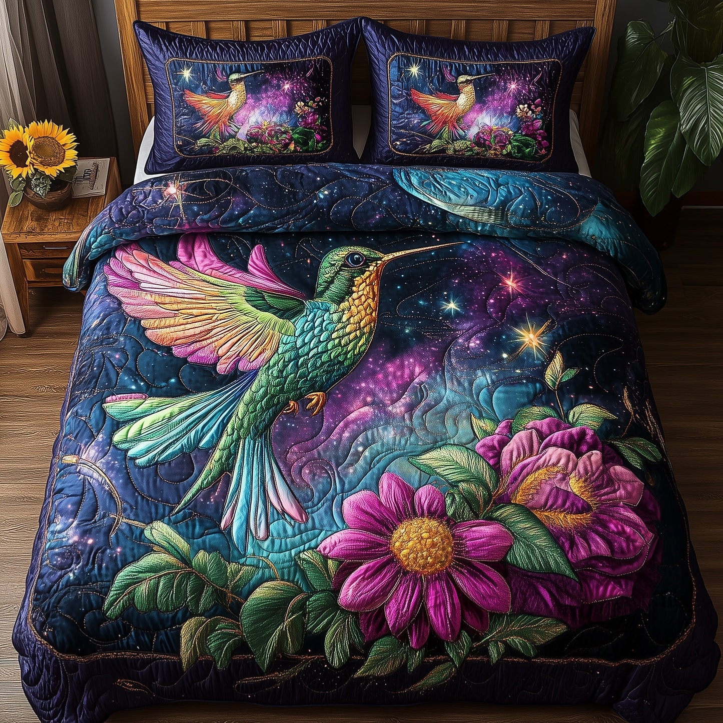 Stellar Hummingbird 3-Piece Quilted Bedding Set GFTOHD5190