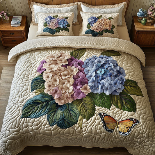 Hydrangea Bloom Elegance 3-Piece Quilted Bedding Set GFTOHD5249