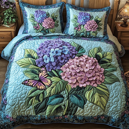 Twilight Hydrangea Garden 3-Piece Quilted Bedding Set GFTOHD5255