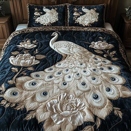 Majestic Peacock Elegance 3-Piece Quilted Bedding Set GFTOHD5261