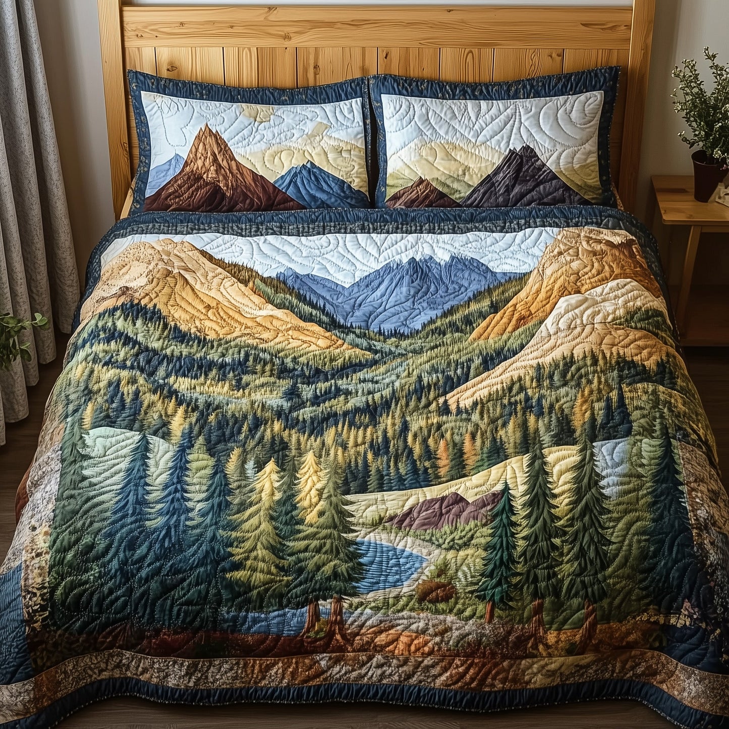 Deep Tranquil Forest 3-Piece Quilted Bedding Set GFTOHD5480