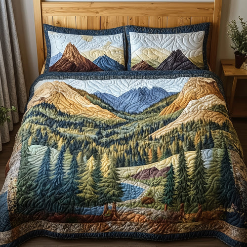 Deep Tranquil Forest 3-Piece Quilted Bedding Set GFTOHD5480