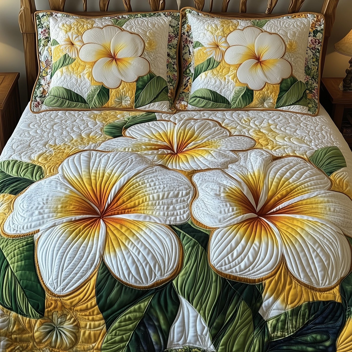 Plumeria Dreams 3-Piece Quilted Bedding Set GFTOHD5507