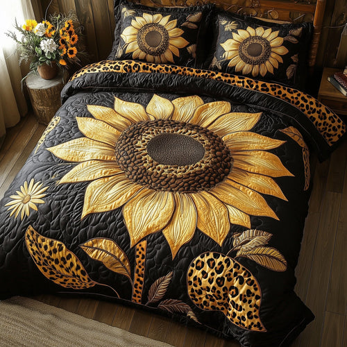 Sunflower Leopard 3-Piece Quilted Bedding Set GFTOHD5758