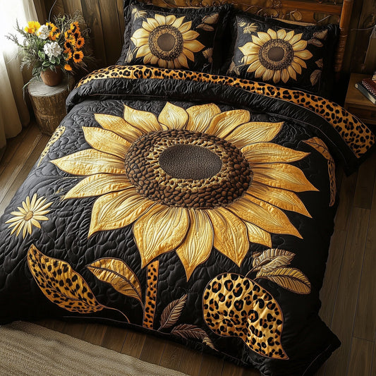 Sunflower Leopard 3-Piece Quilted Bedding Set GFTOHD5758