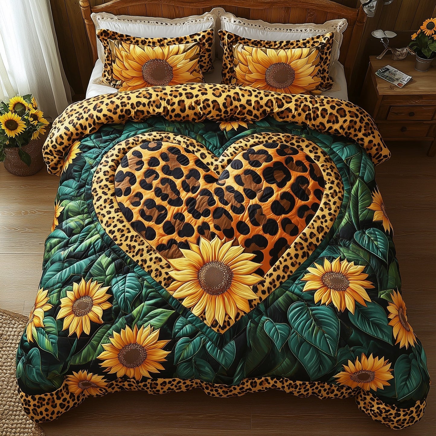 Sunflower Wild Soul 3-Piece Quilted Bedding Set GFTOHD5827
