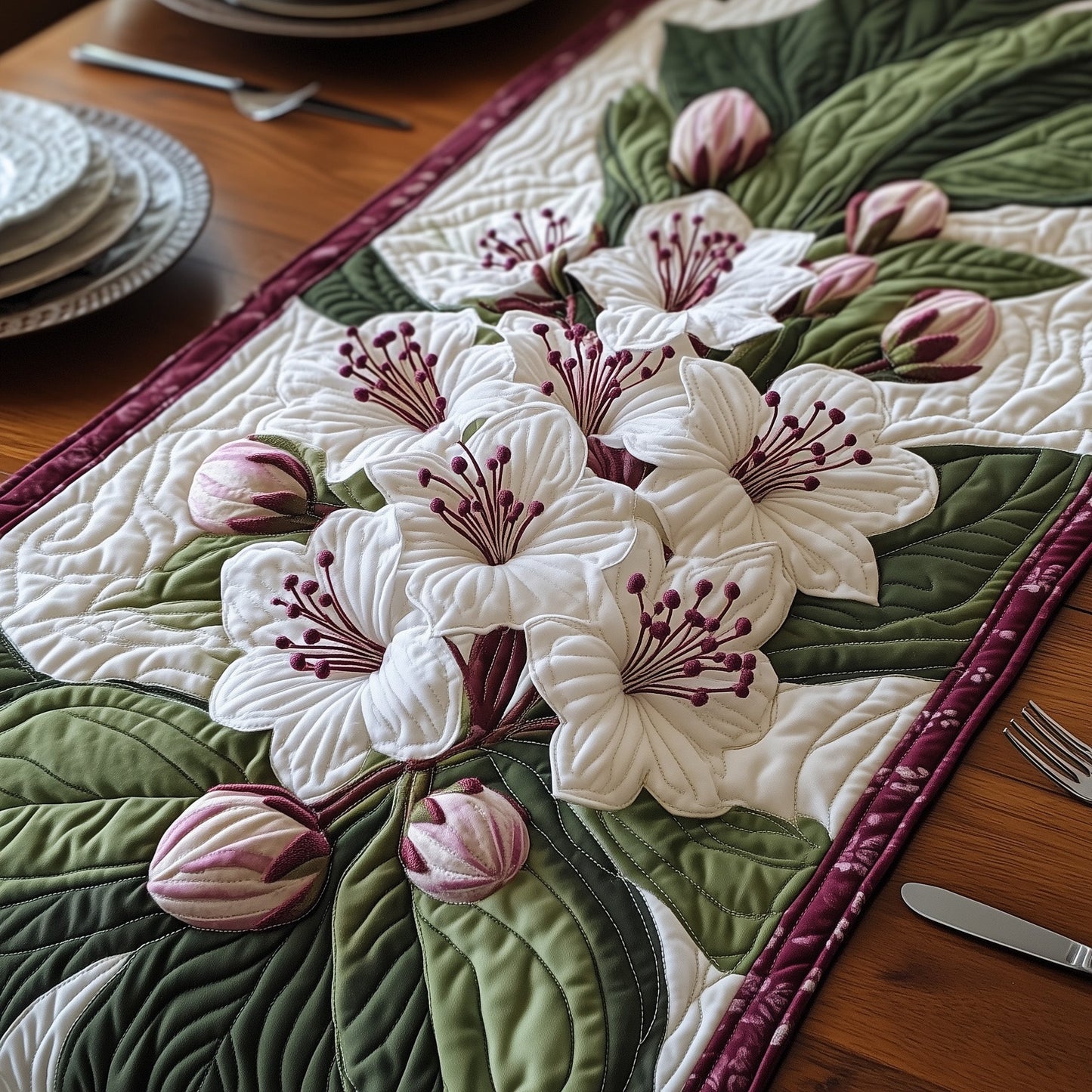 Mountain Laurel Heaven Quilted Table Runner GFTOHD6253