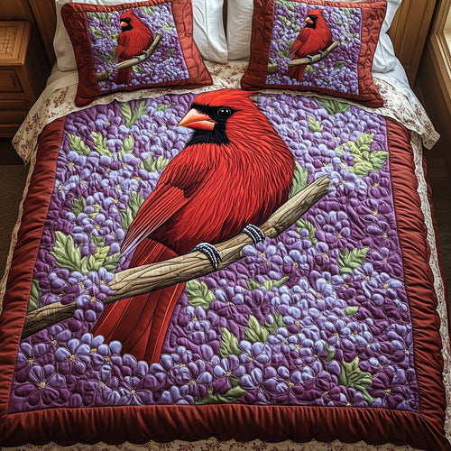 Springtime Cardinal 3-Piece Quilted Bedding Set GFTOHD6328