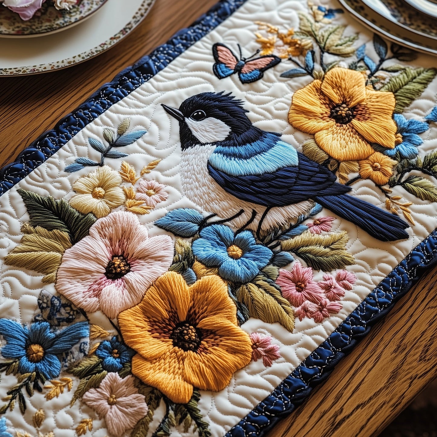 Blossom and Bluebird Quilted Table Runner GFTOHD6535