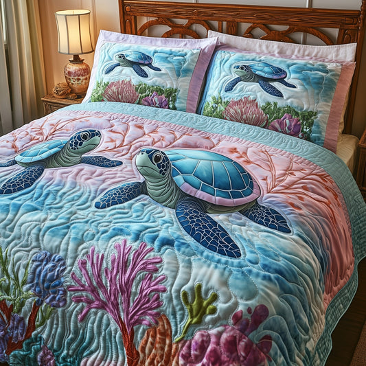 Tropical Turtle Dreams 3-Piece Quilted Bedding Set GFTOHD6578