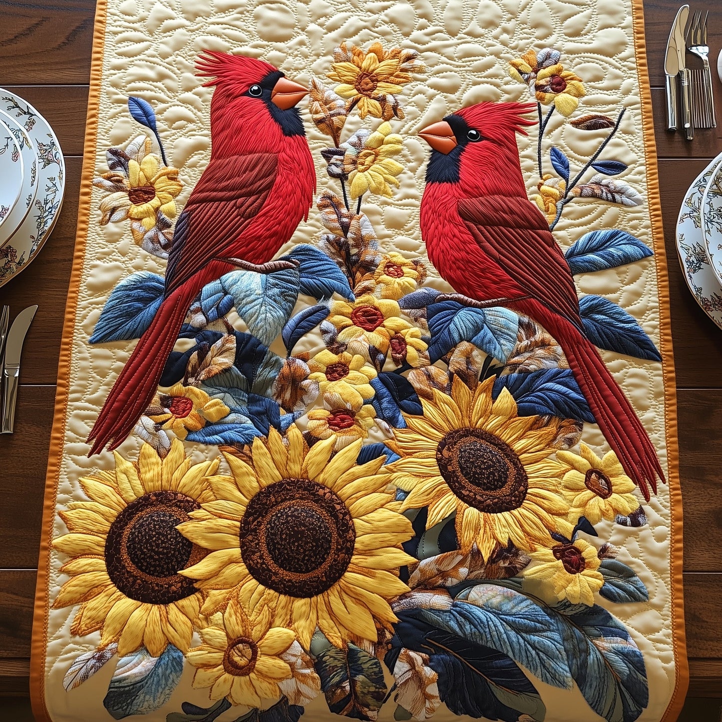 The Sunflower Perch Quilted Table Runner GFTOHD6659