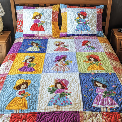 Sunbonnet Sue Patchwork 3-Piece Quilted Bedding Set GFTOHD6677