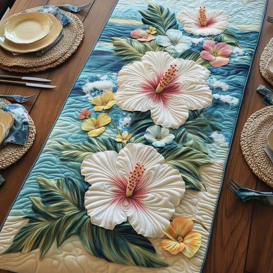 Coastal Hibiscus Paradise Quilted Table Runner GFTOHD6913