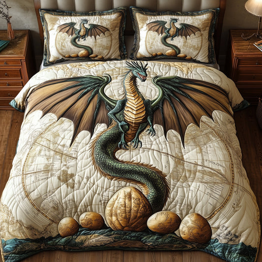 Majestic Dragon Legend 3-Piece Quilted Bedding Set GFTOHD7055